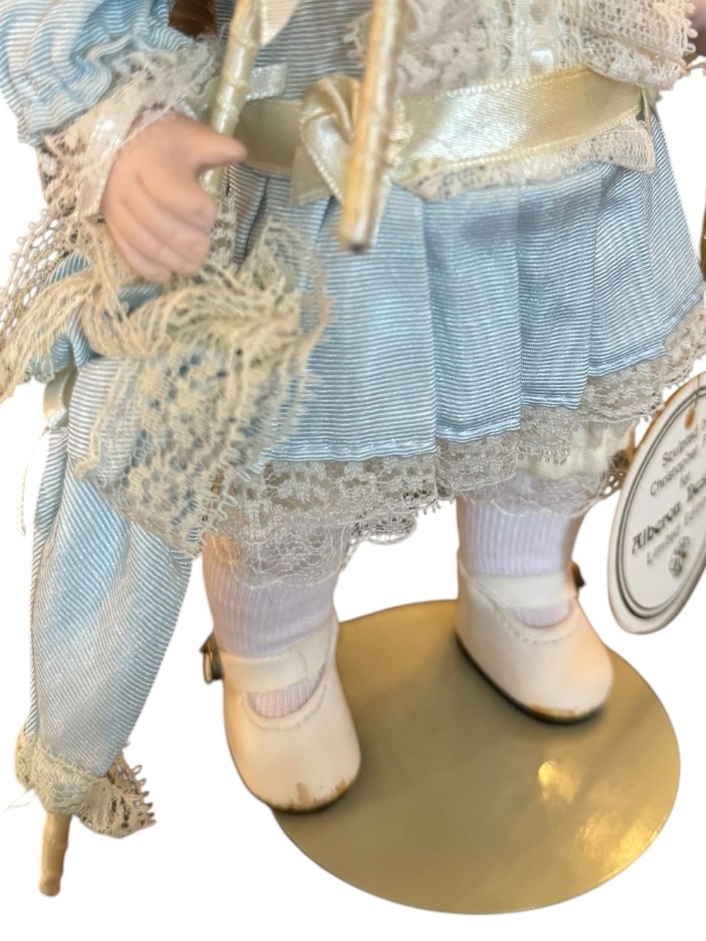 Limited Edition Alberon Zoe Porcelain Collectible Doll in Pale Blue Lace Outfit - Picture 7 of 16